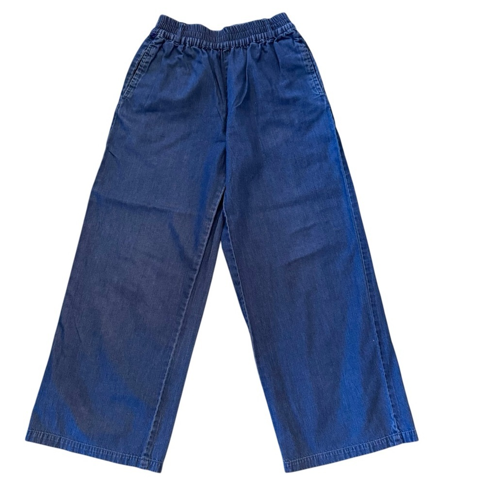 Forever 21 Size XS Elastic Waist 100% Cotton Denim Wide Leg Pants